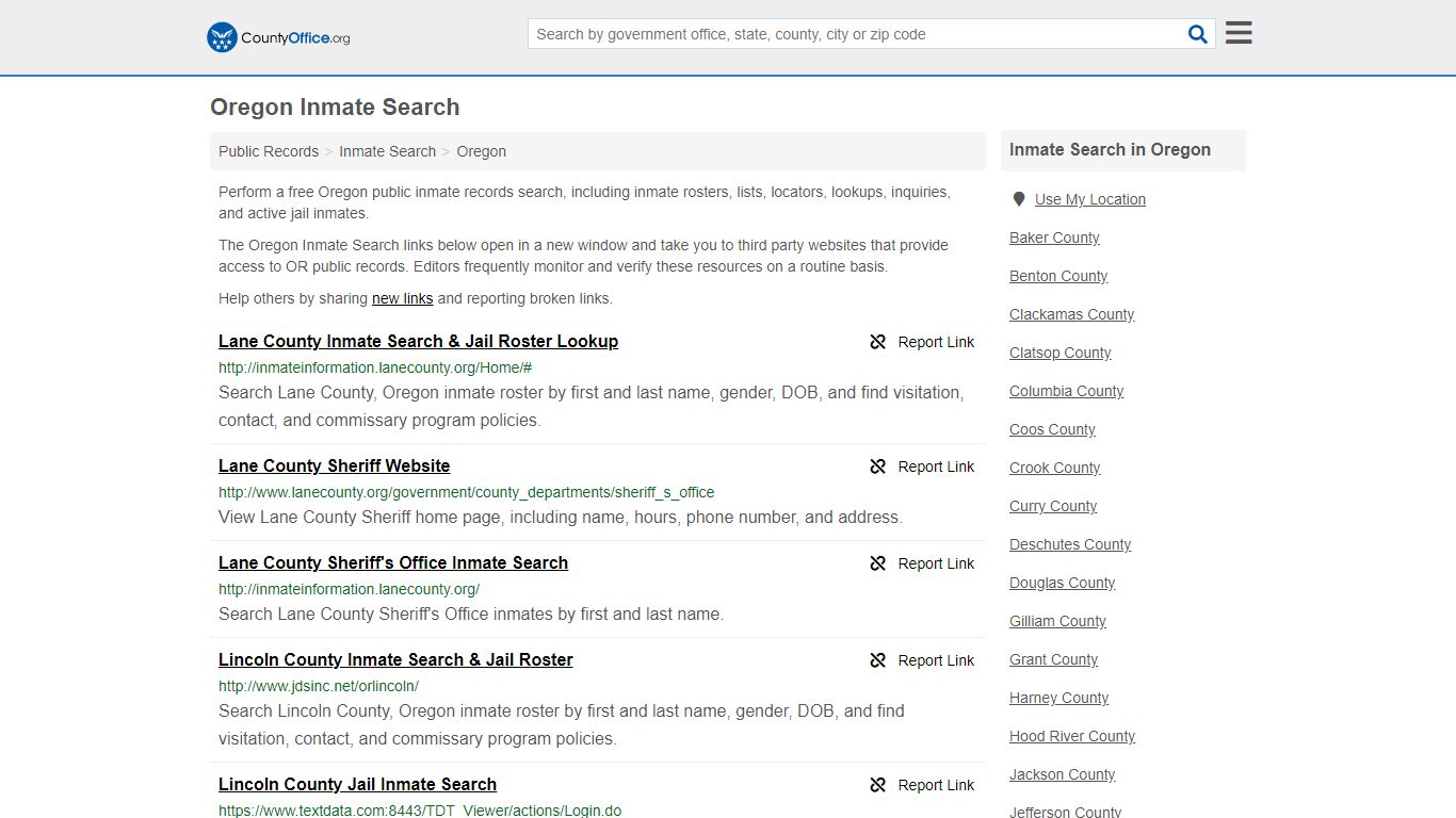 Inmate Search - Oregon (Inmate Rosters & Locators) - County Office