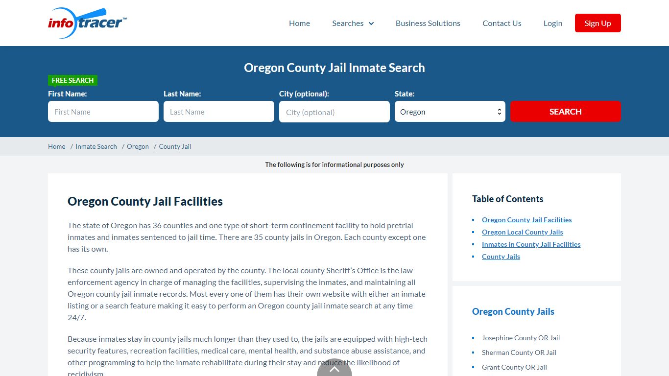 Oregon County Jails Inmate Records Search - InfoTracer