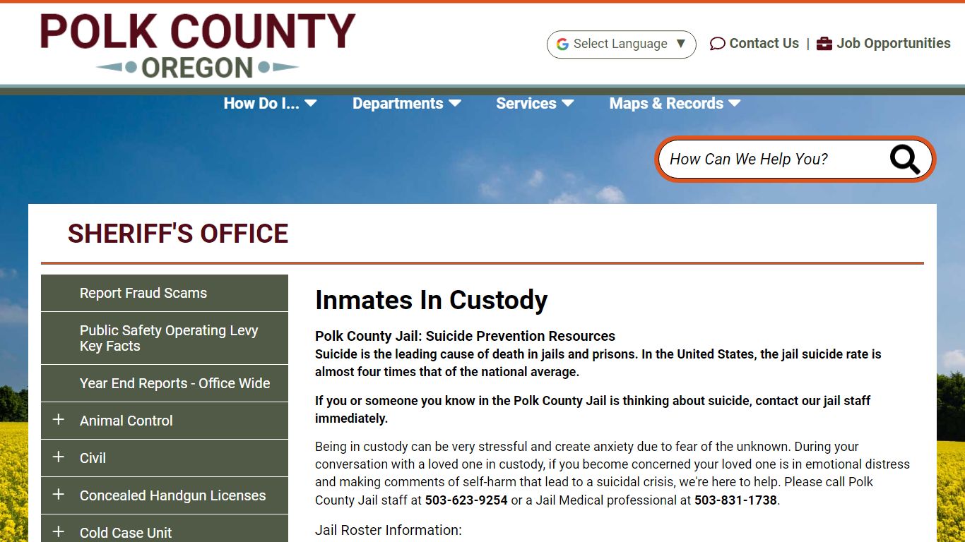 Inmates In Custody | Polk County Oregon Official Website